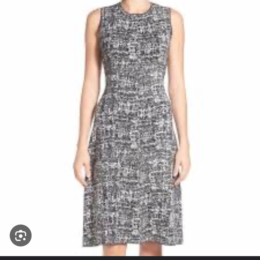 Halogen Black and White Textured Midi Dress